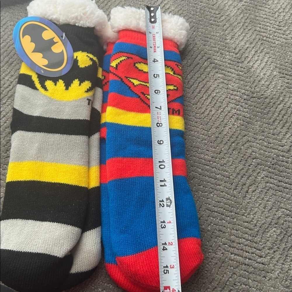 DC Superhero Sherpa Lined Gripper Bottom Socks 3pk Wonderwoman Batman Superman - Picture 4 of 5